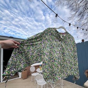 Floral Maeve Anthropologie M button up shirt with Balloon Sleeves